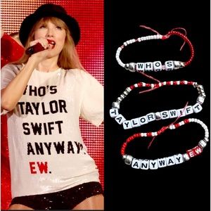 3 Homemade Taylor Swift Eras stretchy bracelet. Who’s Taylor Swift anyway EW